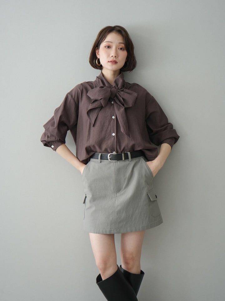 [SET]シアーボウタイブラウス+シアーボウタイブラウス(2set)