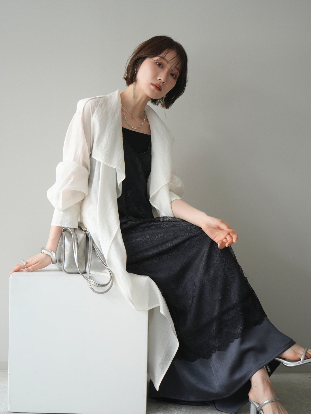 [予約]シアートレンチロングコート/ivory