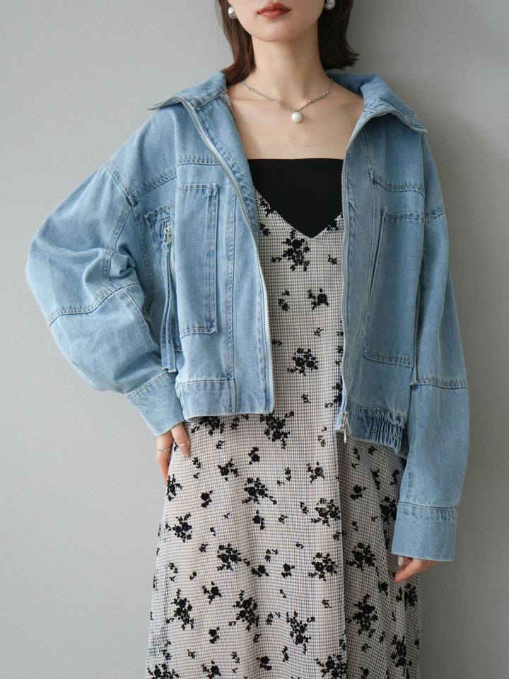 [予約]ZIPポケットデニムショートブルゾン/ブリーチ