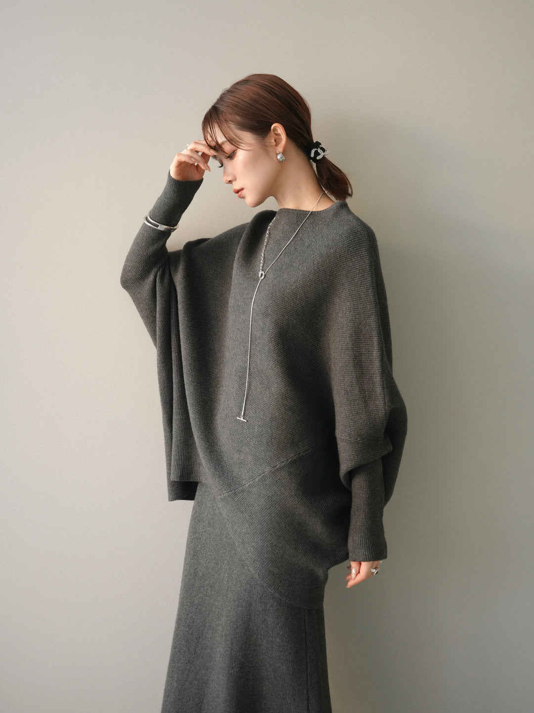 [SET]ウール混ドルマンニット&スカートSET UP+ウール混ドルマンニット&スカートSET UP(2set)