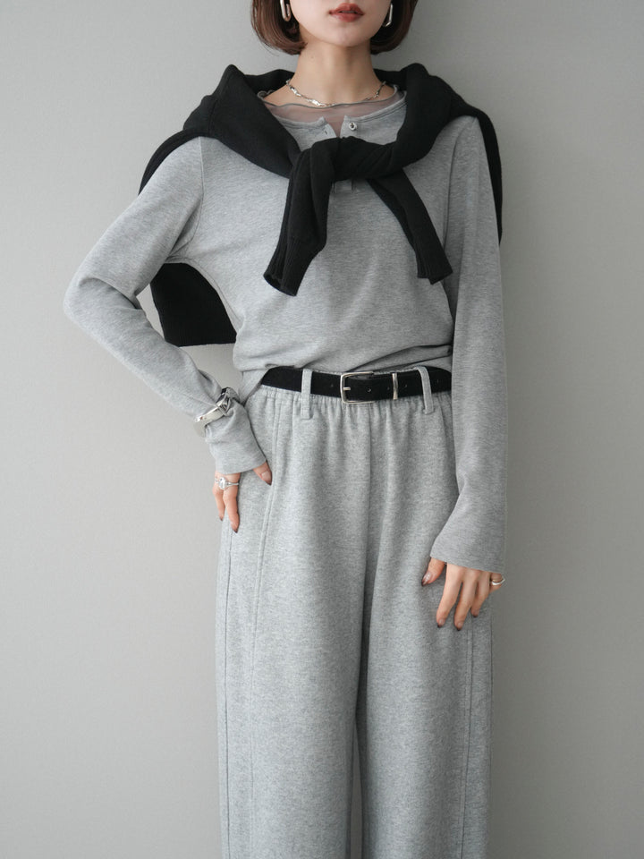 [予約]チュールレイヤードヘンリーネックカットソー/gray