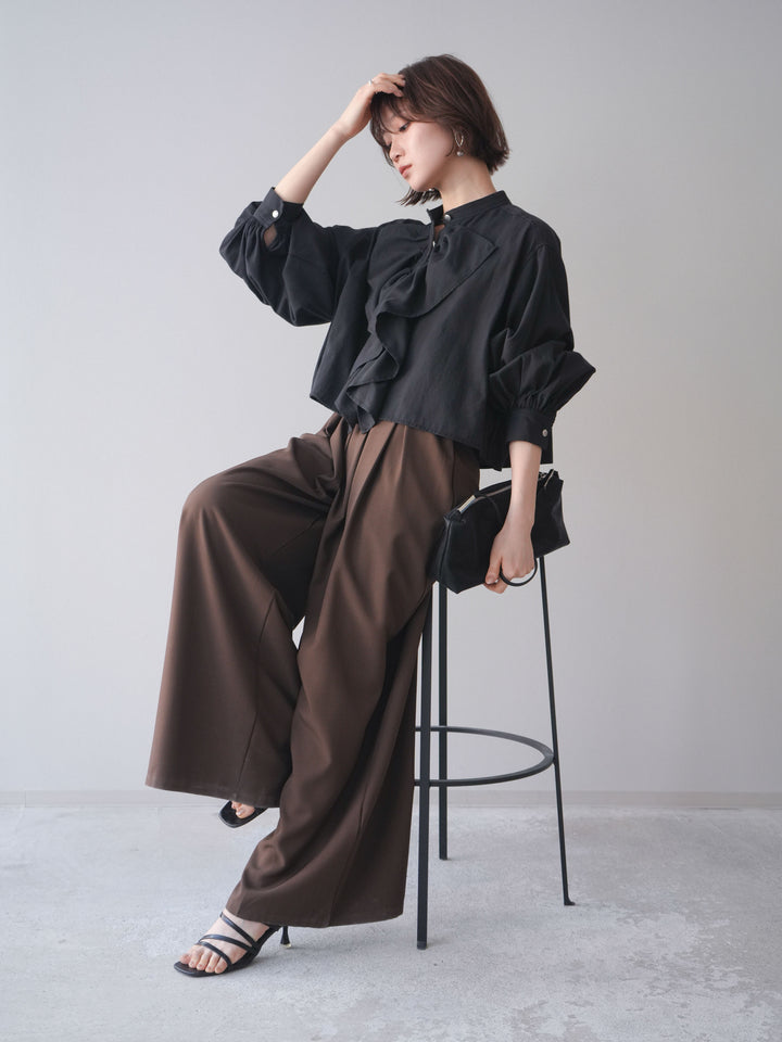 [SET]ラッフルフレアショートブラウス+ラッフルフレアショートブラウス(2set)