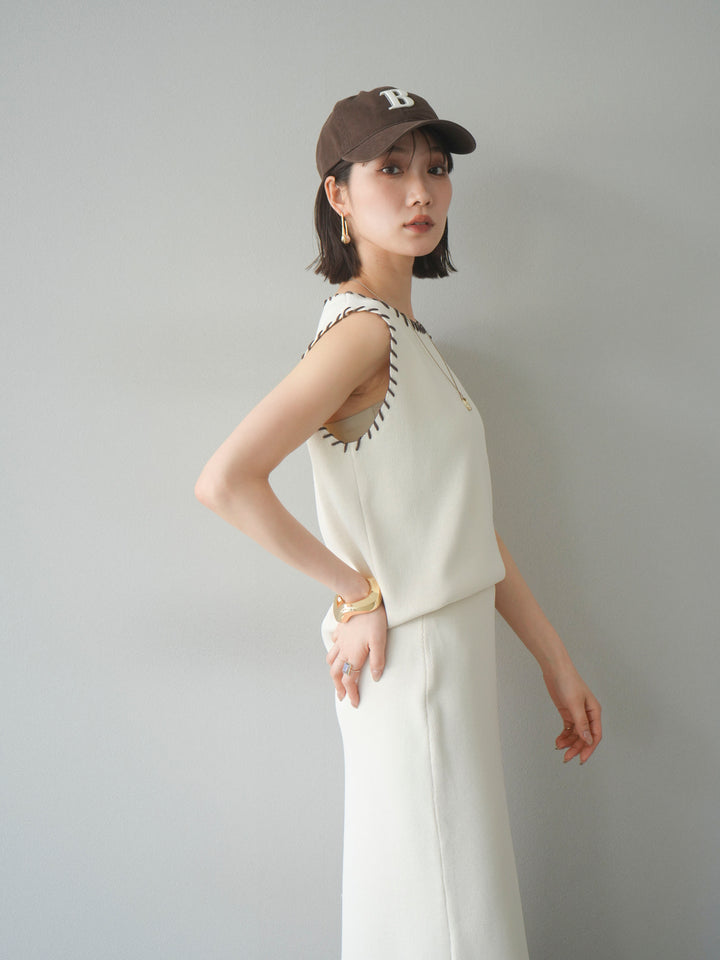 [SET] 亞麻手織套頭衫 + 亞麻手織緊身裙 (2 件套)