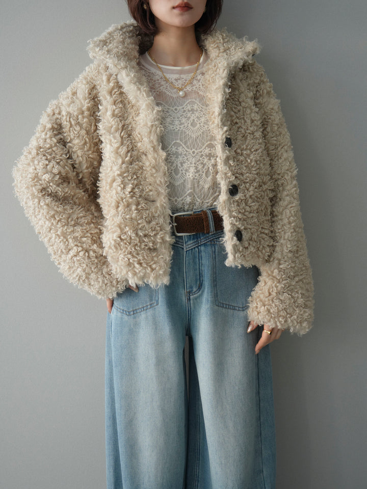 [SET]プードルファーミドルスタンドブルゾン+選べるアクセセット(2set)