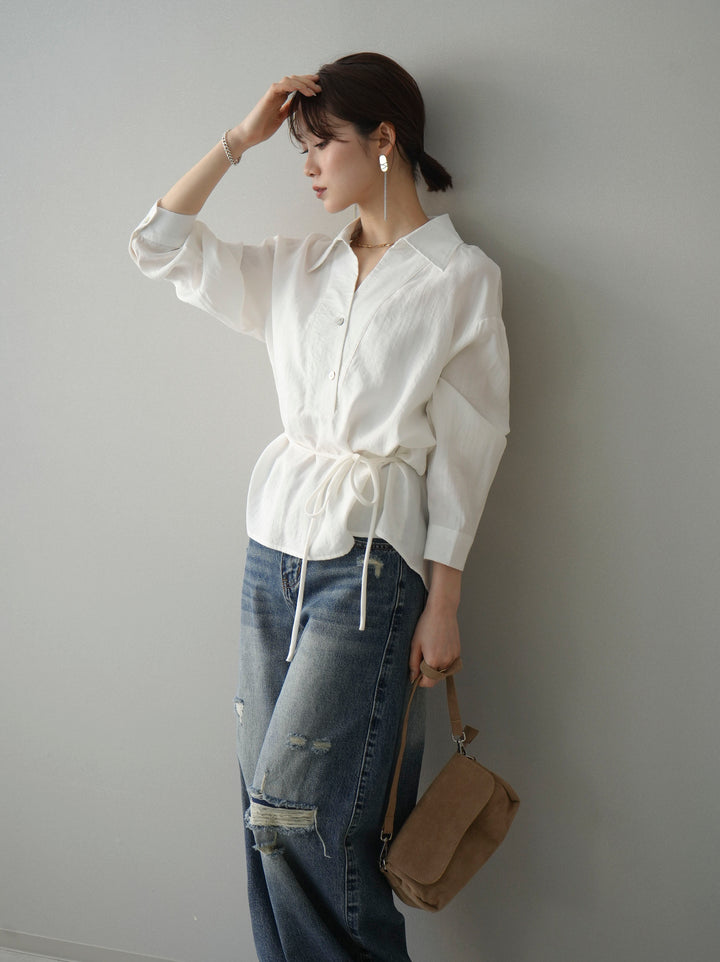 [SET]Vネック変形ラインシャツ+Vネック変形ラインシャツ(2set)