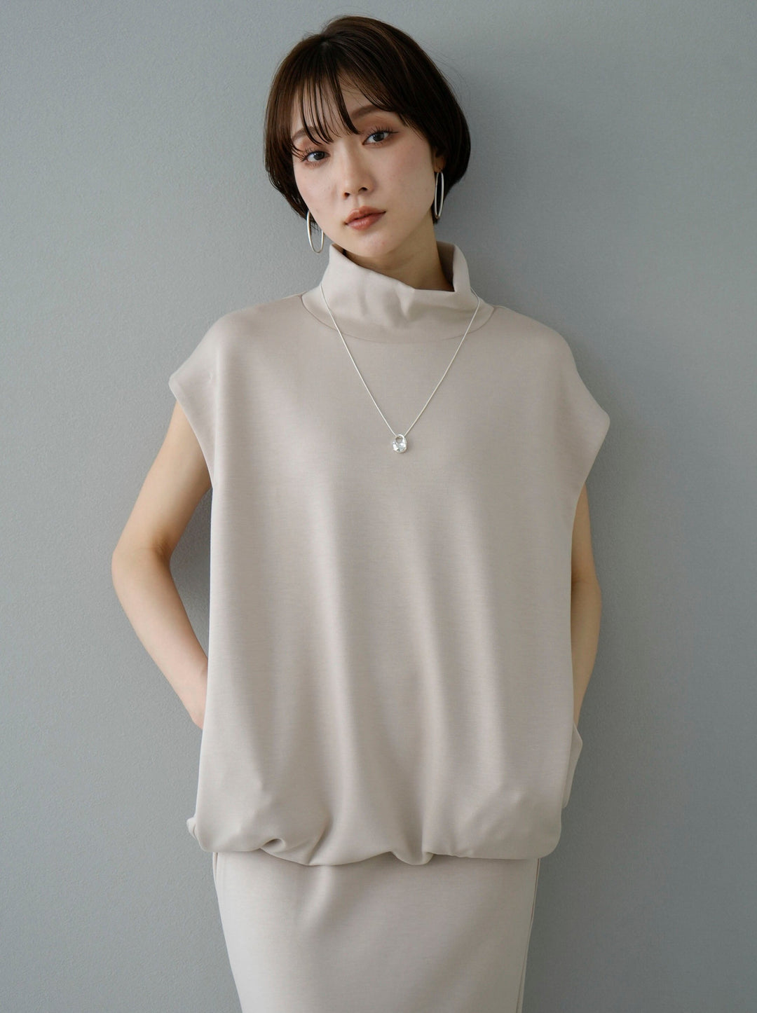 [SET] Ponte mock neck pullover + Ponte I-line skirt (2 sets)