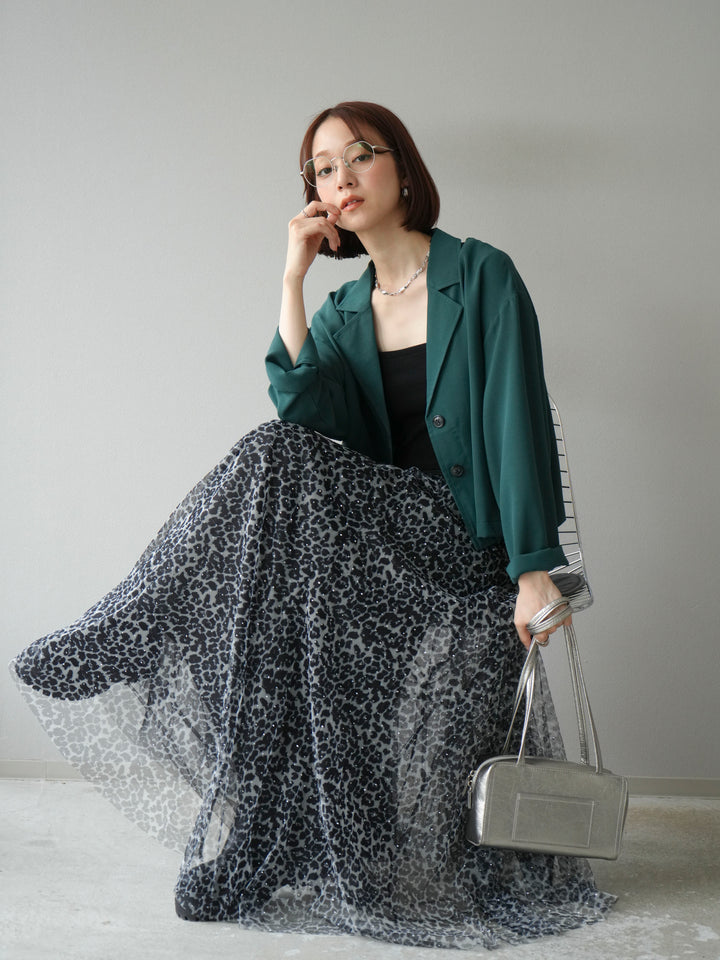 [予約]レーヨンライクショートジャケット/グリーン