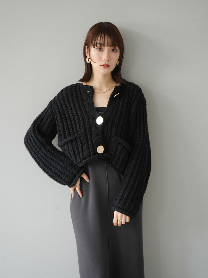 [預訂] 方領針織洋裝/炭灰