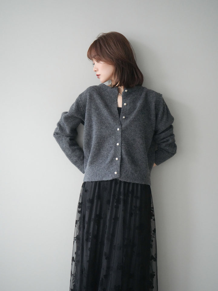 [予約]アンティークボタンニットカーディガン/charcoal