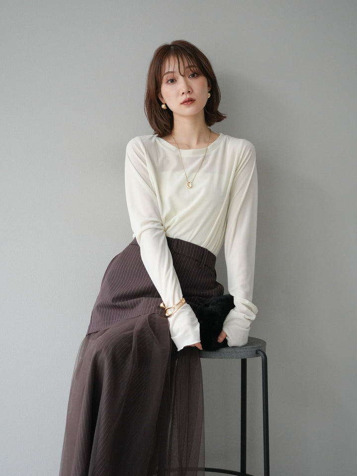 [予約]シアーベロアフィンガーホールトップス/アイボリー