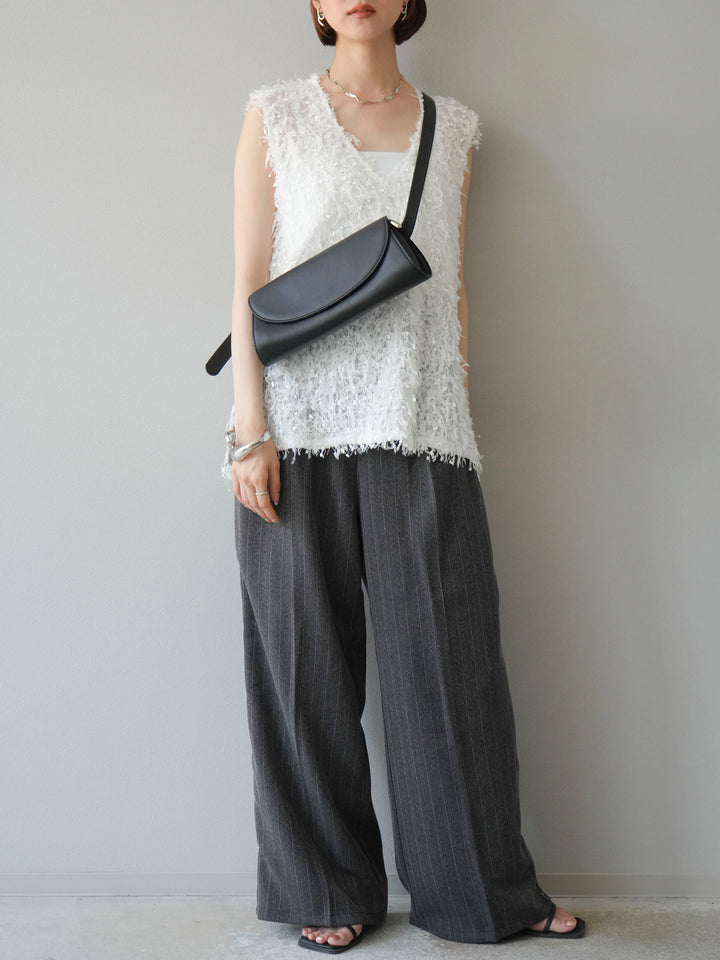 [予約]フェザーVネックベスト/ホワイト