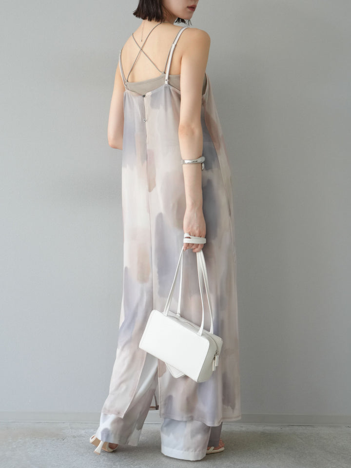 [予約]水彩アートシアーキャミワンピース/エクリュ