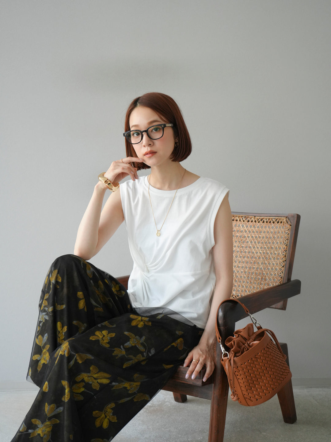 [予約]フロントツイストノースリーカットソー/オフ