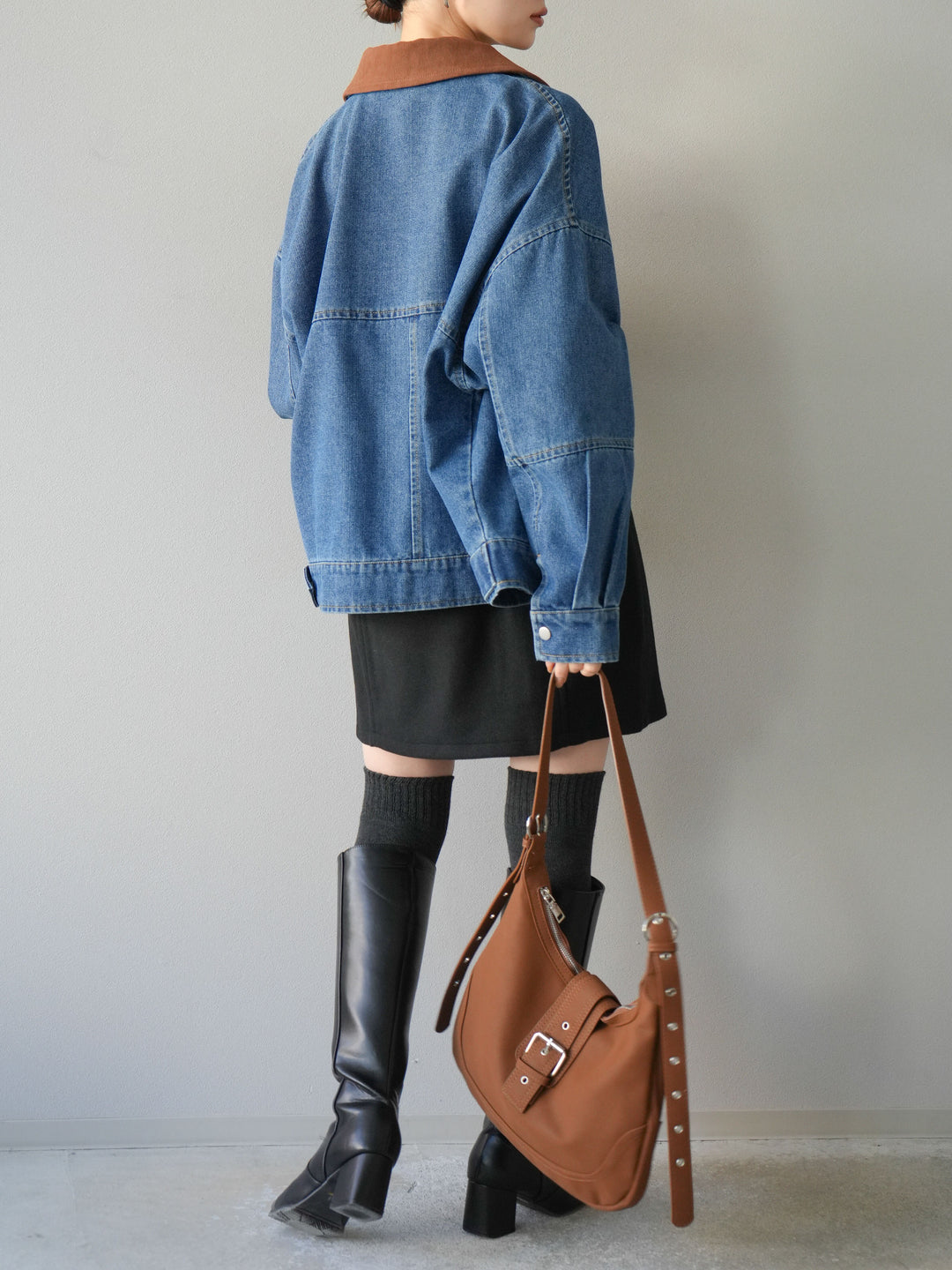 [予約]フェイクウールコクーンミニスカート/ブラック