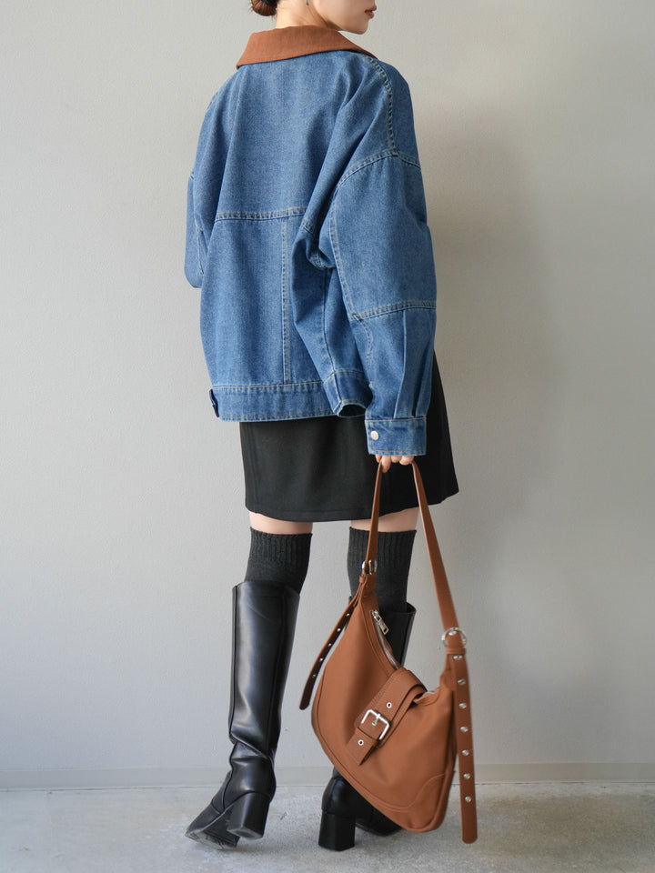 [予約]フェイクウールコクーンミニスカート/ブラック