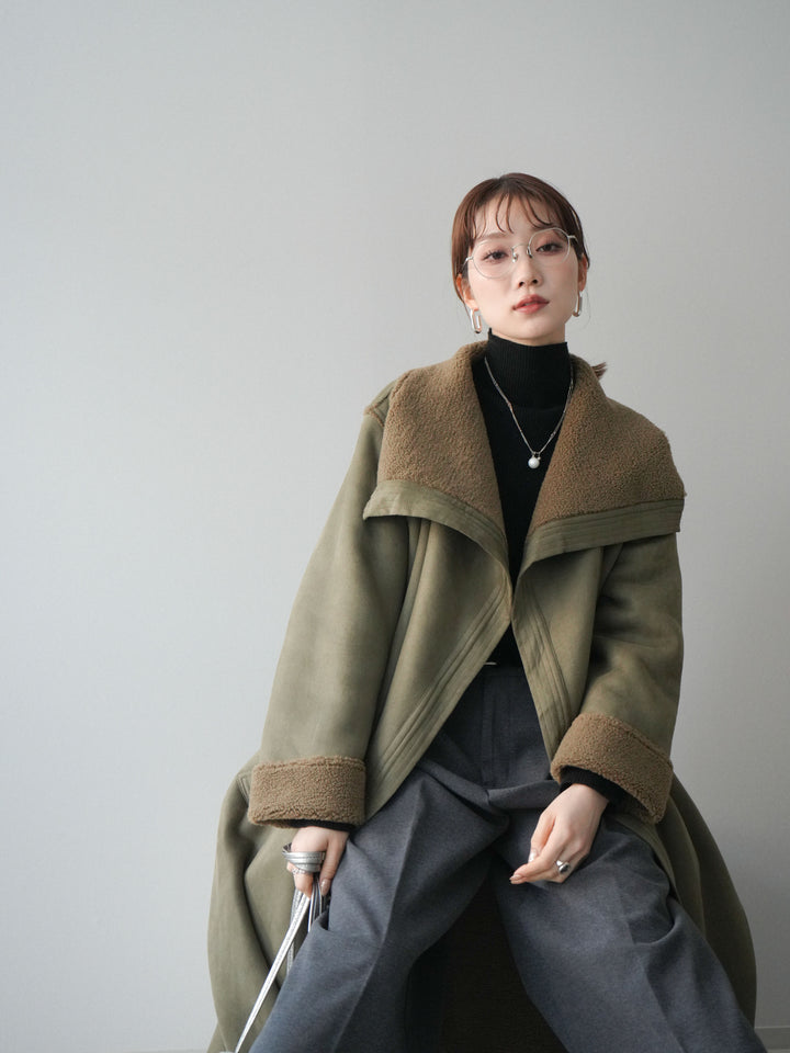 [SET]BIGカラームートンコート+選べるアクセセット(2set)