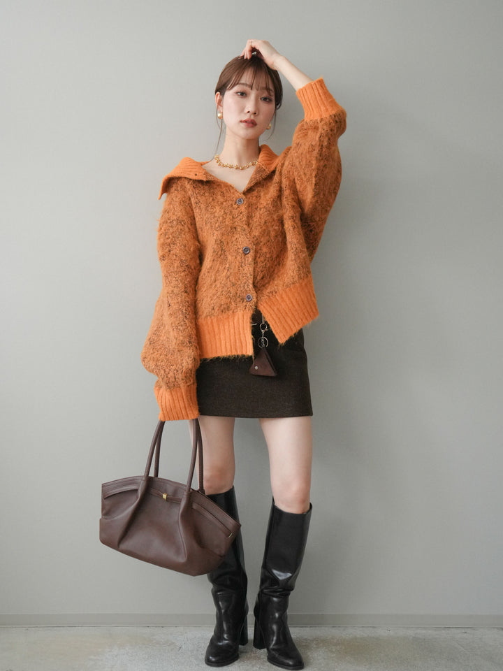 [予約]ウールタッチベルト付ミニスカート/brown