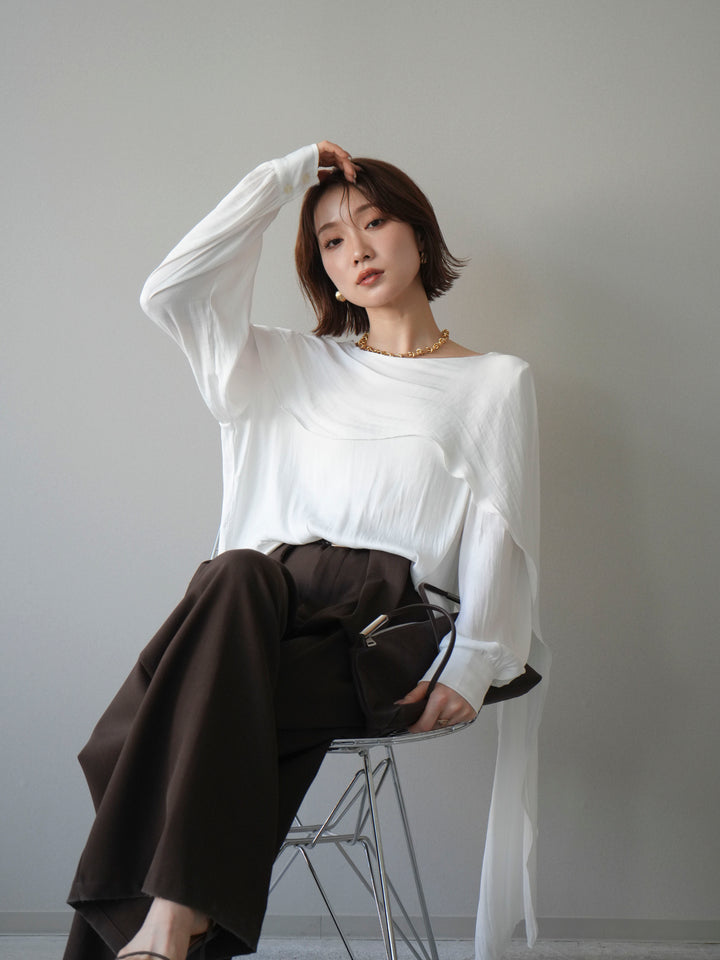 [予約]シルキードレープブラウス/white