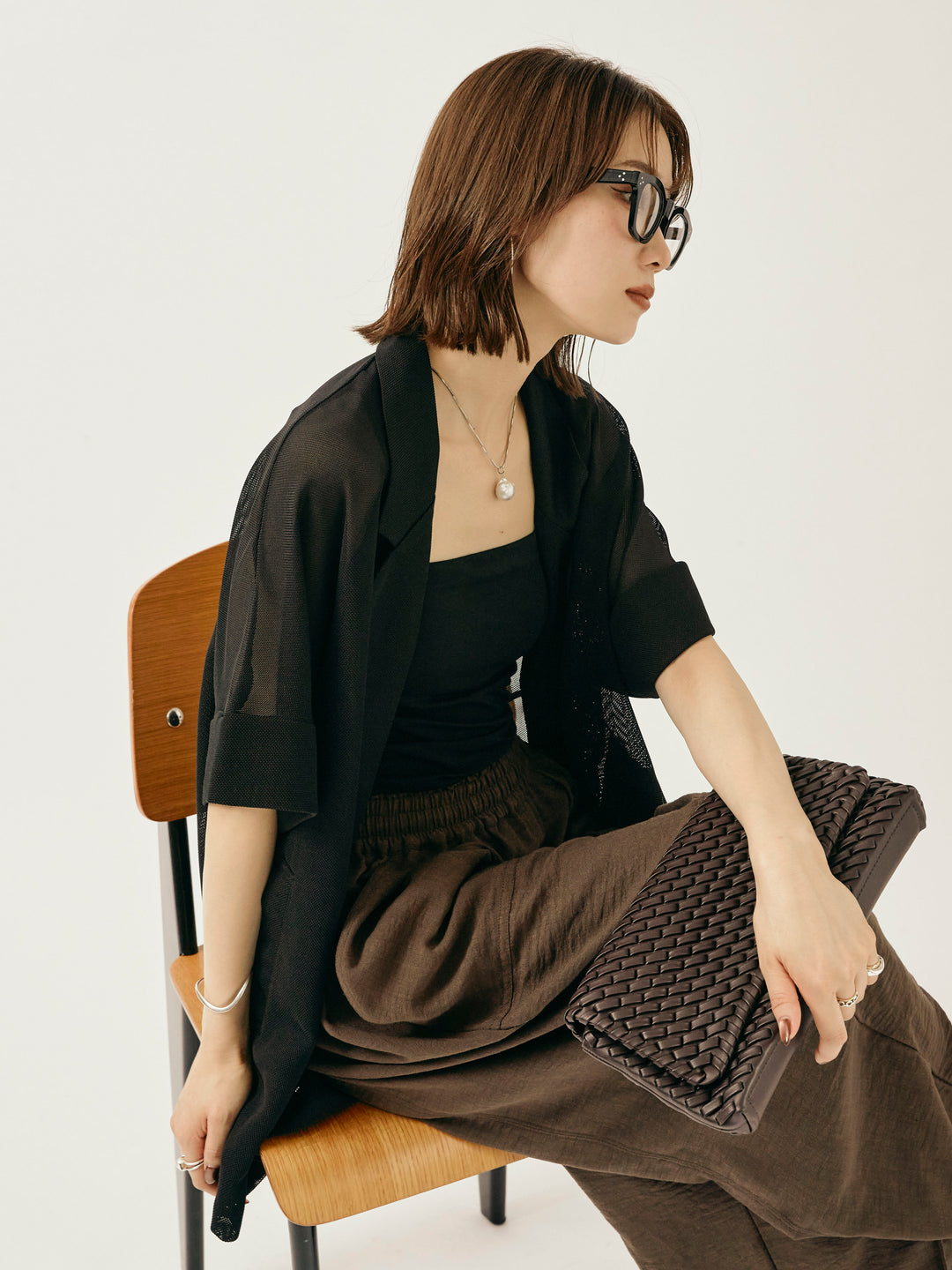 【Allure】[SET]メッシュハーフテーラードジャケット+メッシュハーフテーラードジャケット(2set)