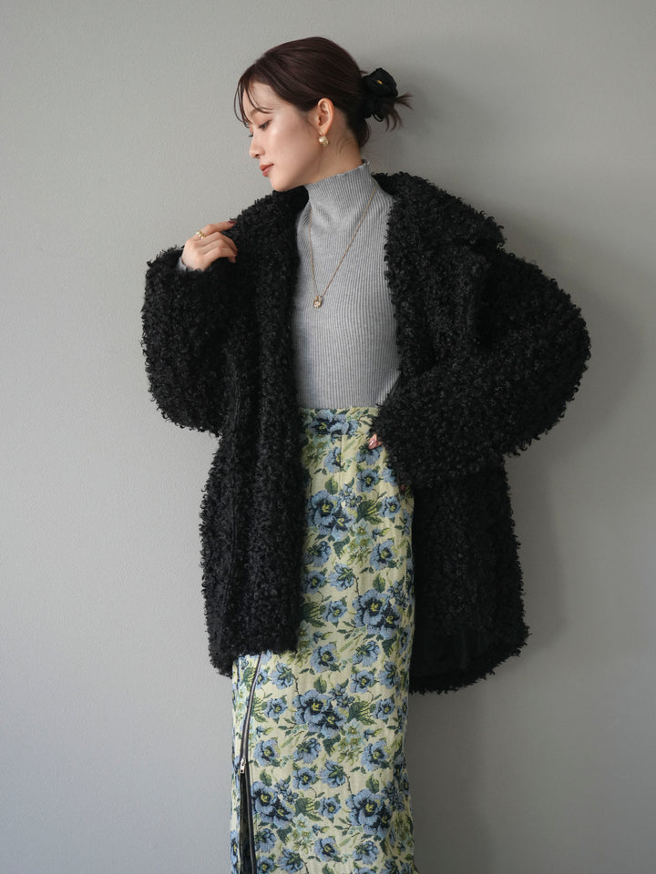 [予約]プードルファーダブルミドルコート/black