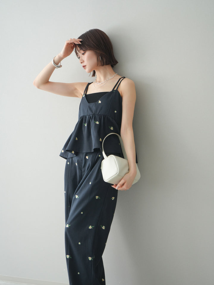 [予約]フラワー刺繍ビスチェ/navy