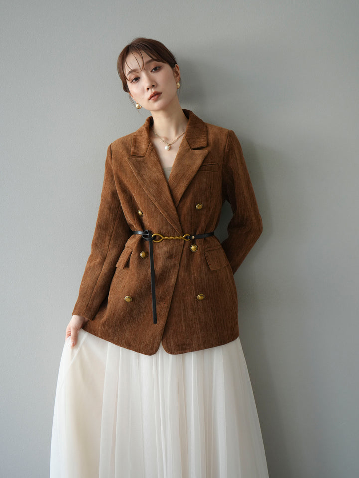 [SET]ベロアダブルジャケット+チュールボリュームスカート(2set)