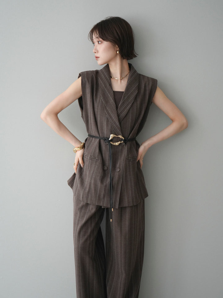 [SET]モチーフベルト付ストライプジレ＆パンツSETUP