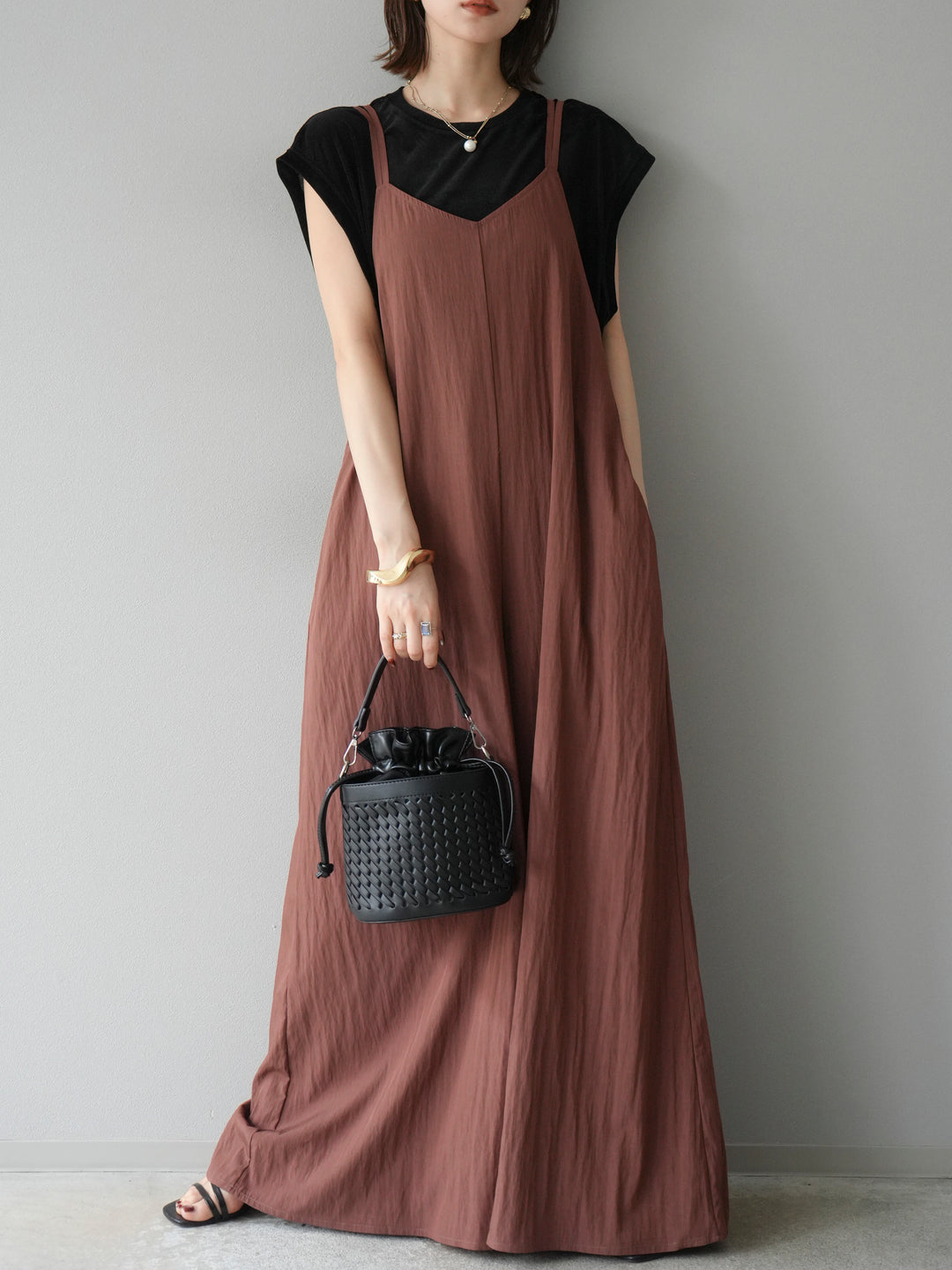 [予約]シアーフロッキーベロアルーズノースリーブTシャツ/ブラック