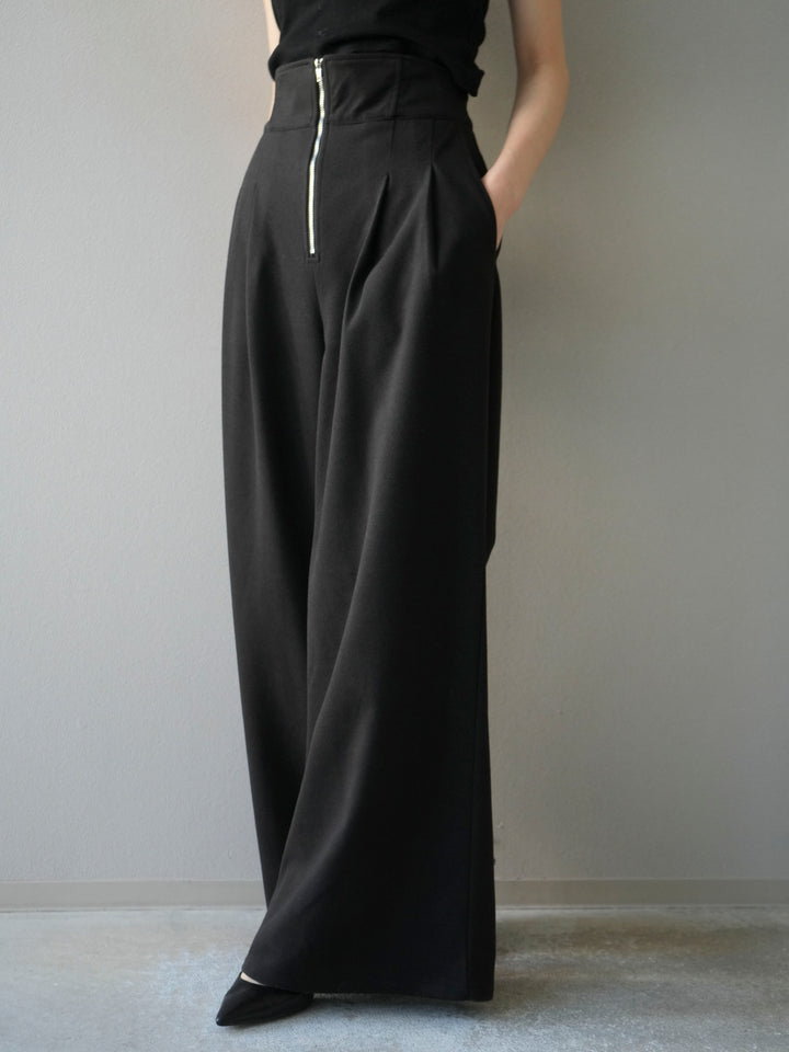[予約]ウールタッチフロントジップパンツ/black