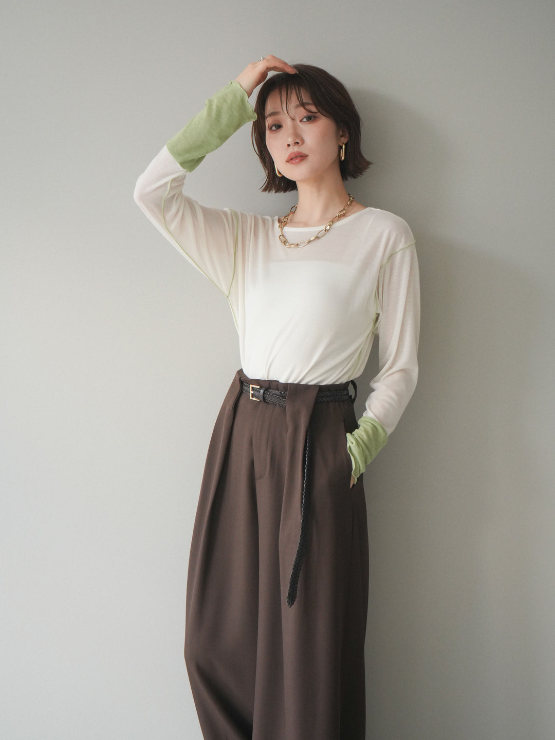 [SET]配色メロウトップス+配色メロウトップス(2set)