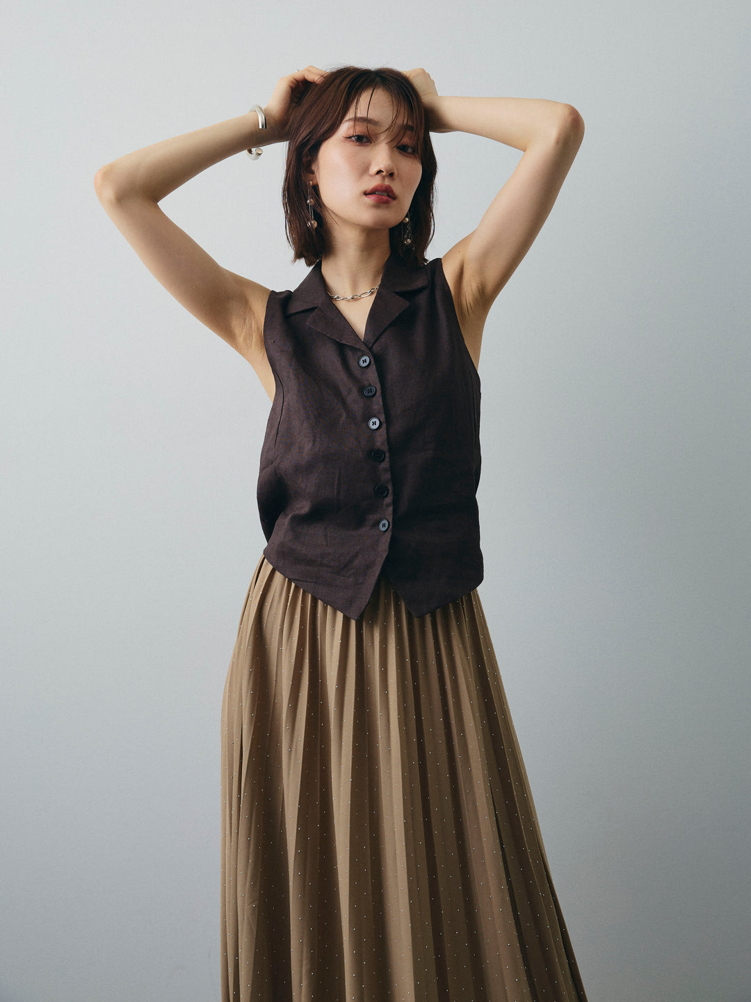 [SET]リネンライクテーラードジレ+リネンライクテーラードジレ(2set)