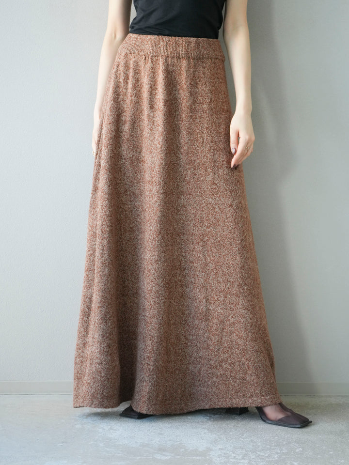 [予約]ミックスヤーンニットスカート/オレンジ
