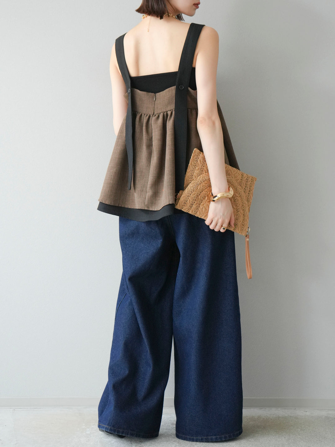 [予約]ダブルタックワイドデニムパンツ/インディゴ