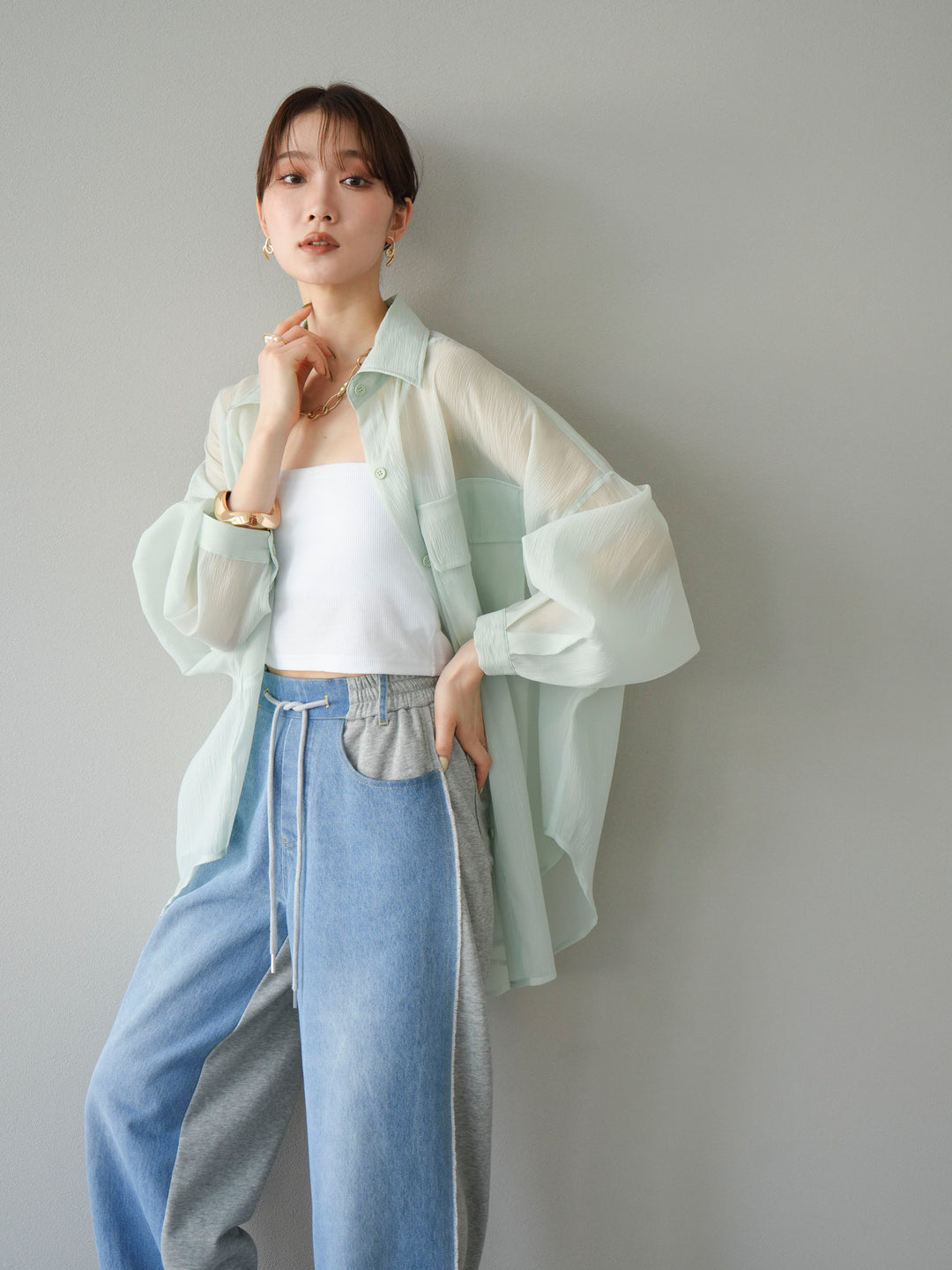 [予約]BIGポケットオーバーシアーシャツ/ミント