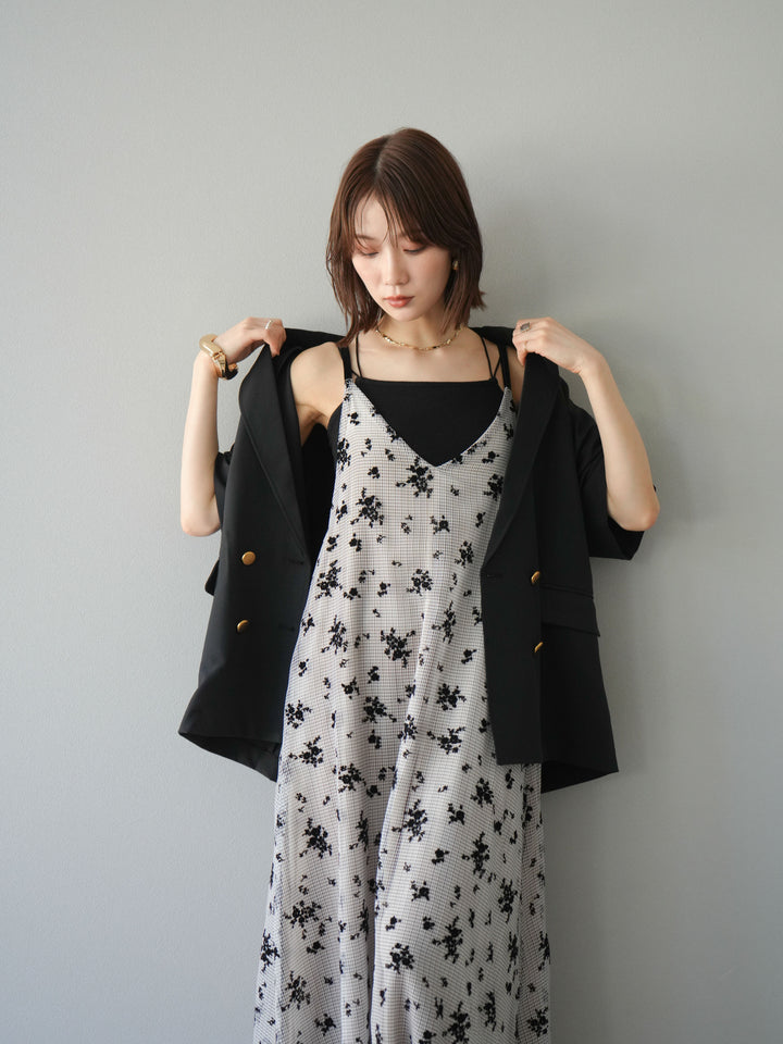 [予約]フロッキーチュールレイヤードベロアキャミワンピース/ベージュ