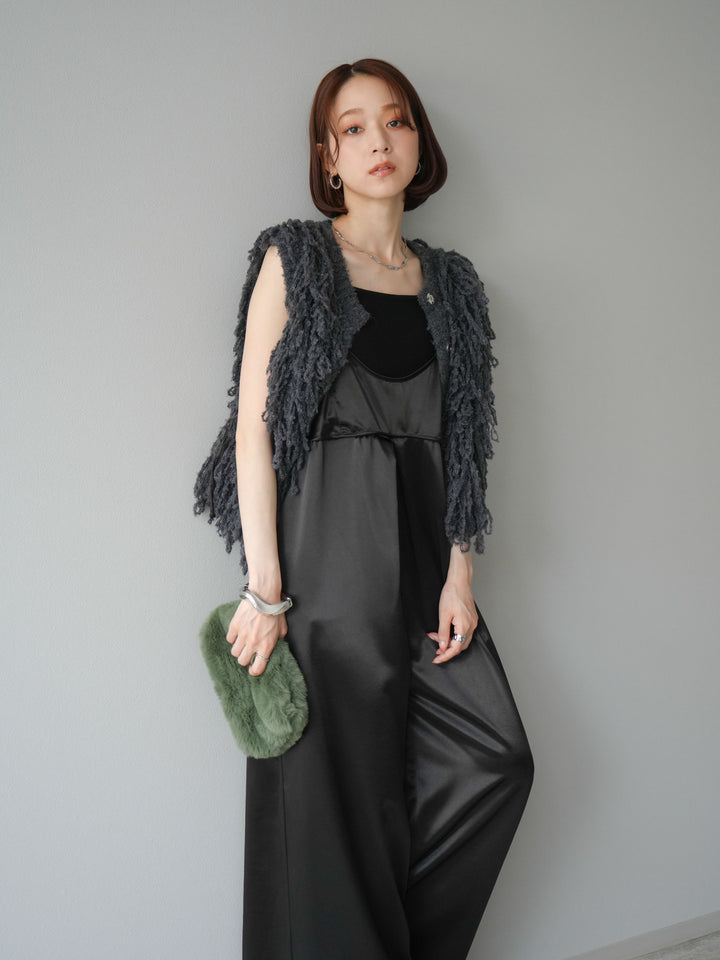 [予約]フリンジループニットベスト/チャコール