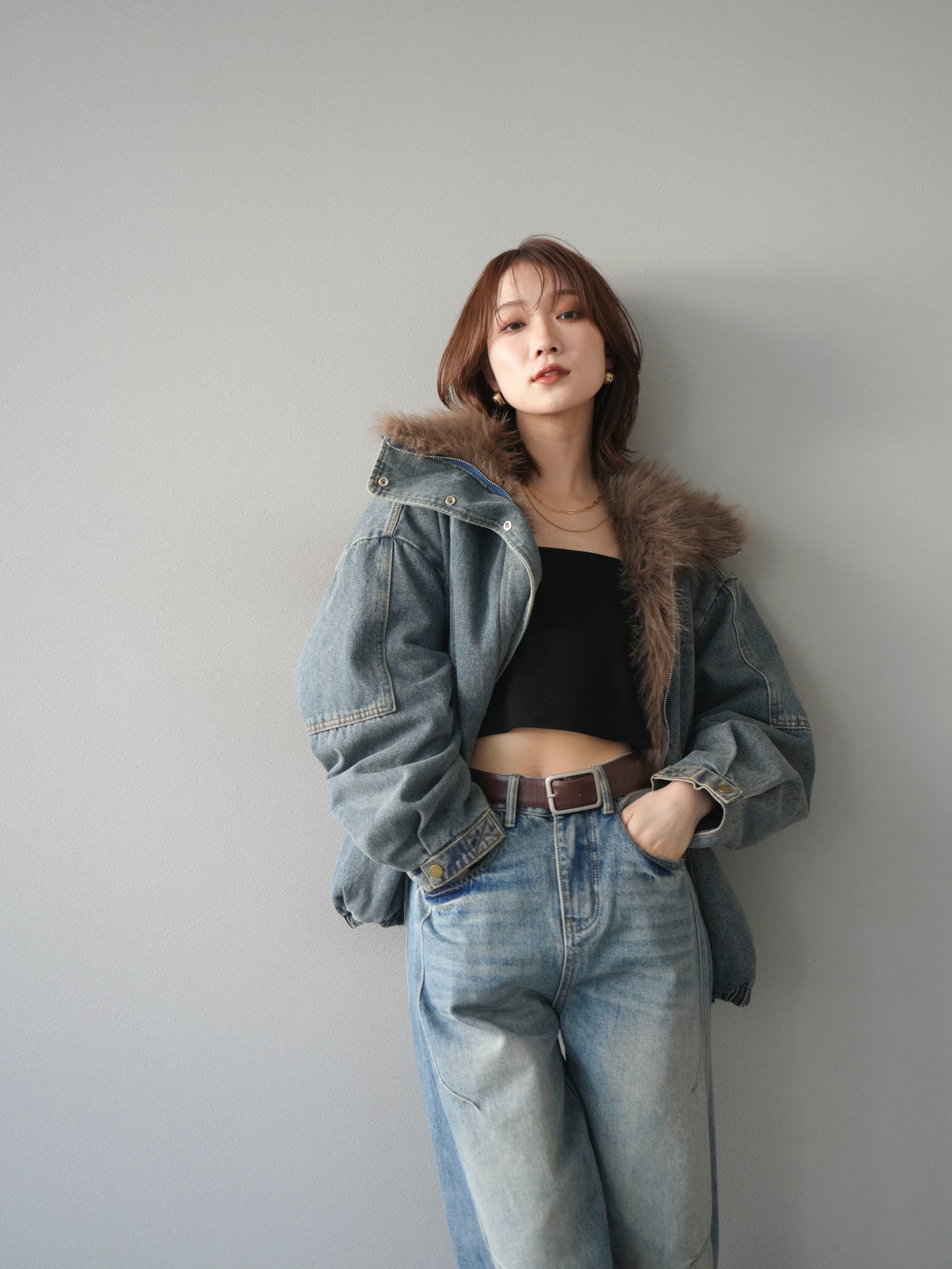 予約]デニムxファーブルゾン/denimbrown – Lumier