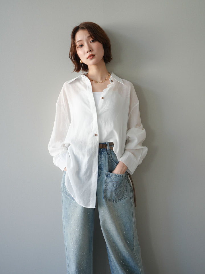 [予約]バックオープンツイストシャツ/white