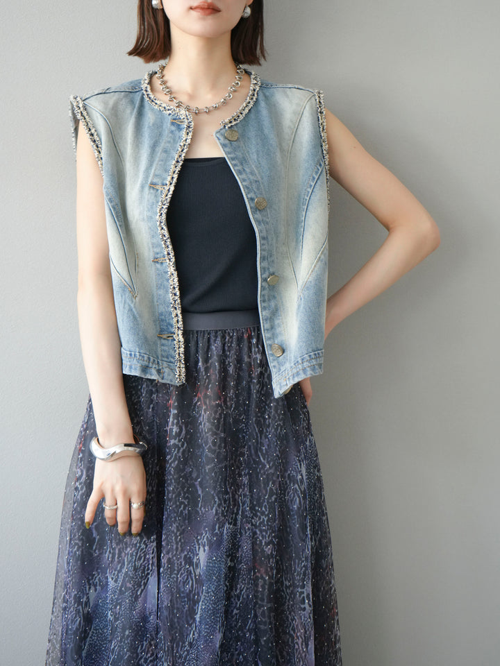 [予約]レーヨンニットキャミソール/チャコール