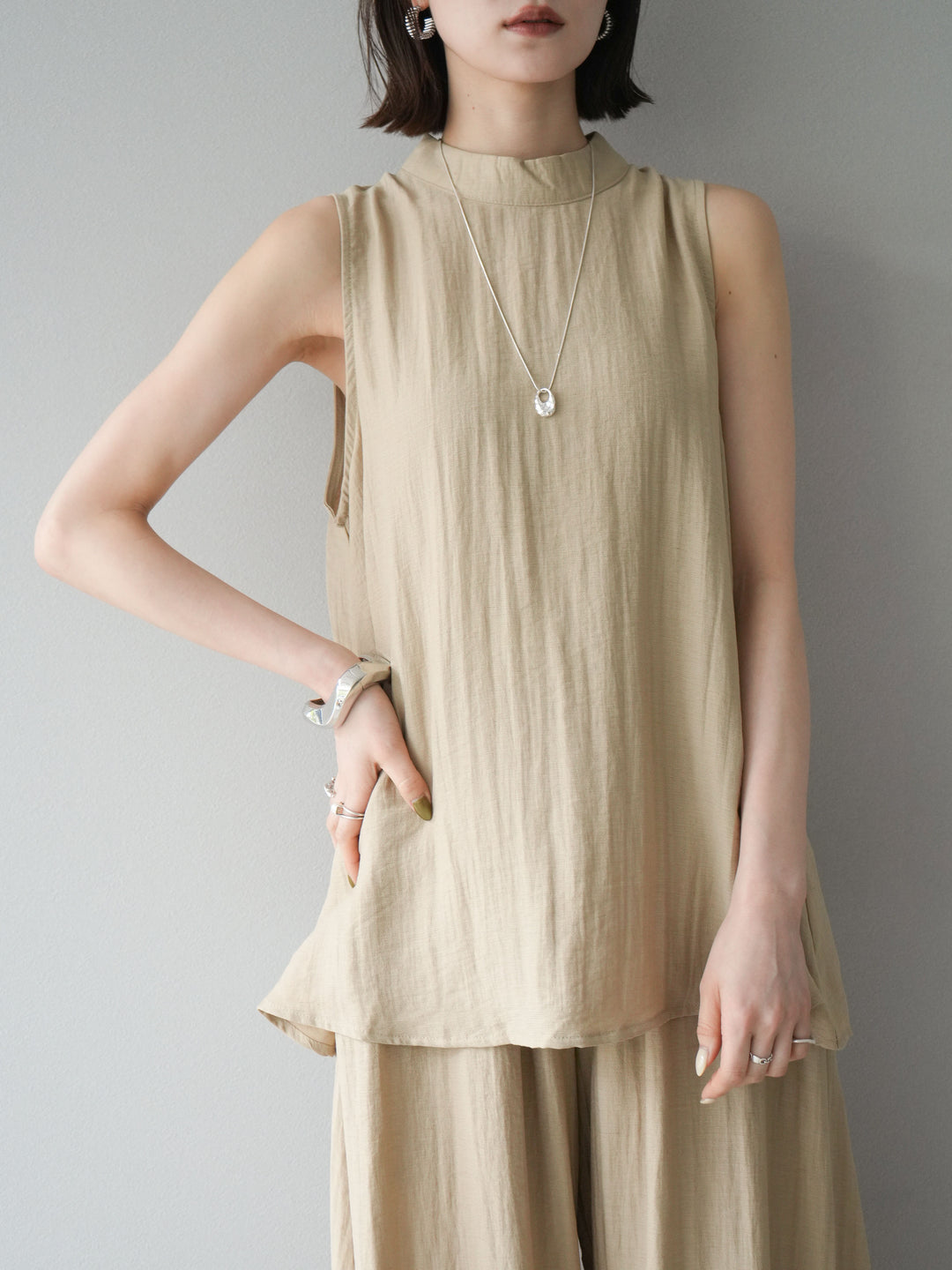 [SET]ホルターネックバックスリットブラウス＆スーパーワイドパンツSET UP(2set)