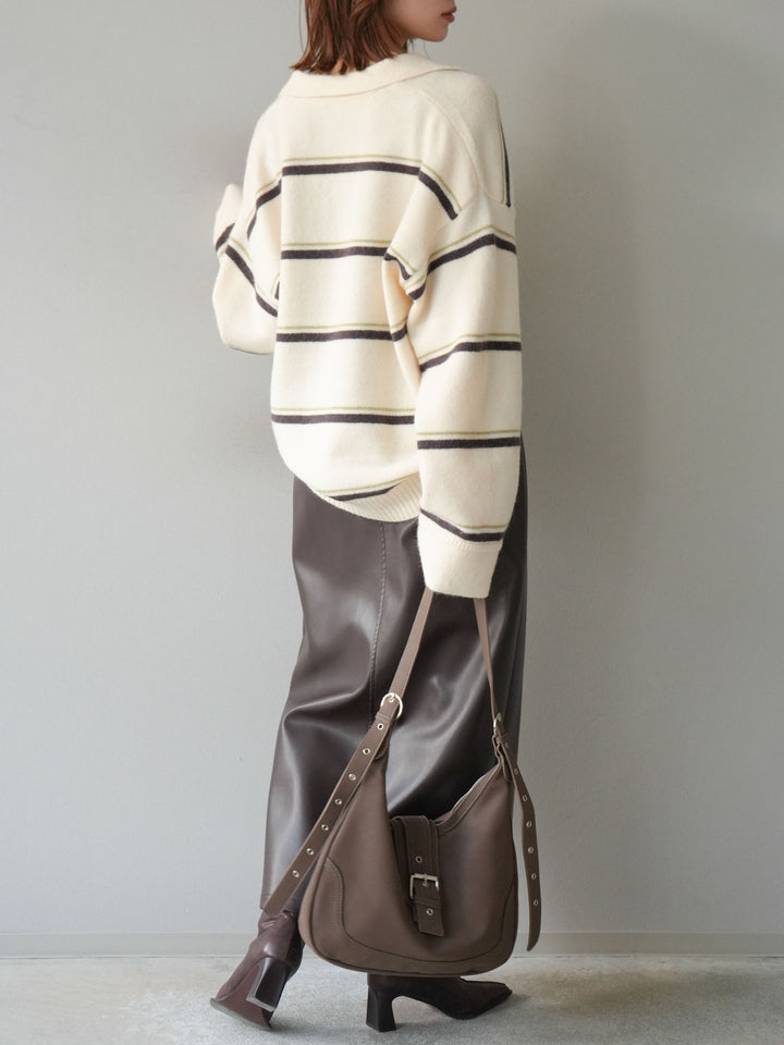 [予約]フェイクレザーZIPタイトスカート/ブラウン