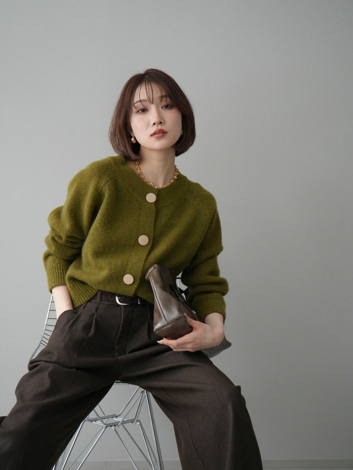 [予約]BIGボタンニットカーディガン/ green