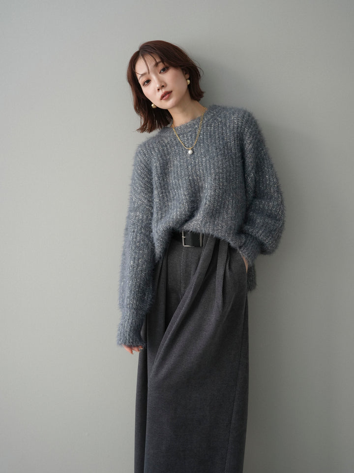 [SET]ボリュームスリーブシャギー MIXニットプルオーバー+ボリュームスリーブシャギー MIXニットプルオーバー(2set)