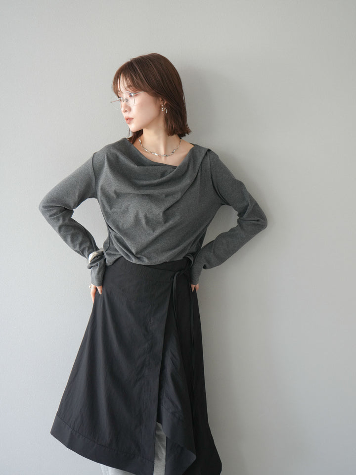 [予約]ドレープデザインカットソー/チャコール