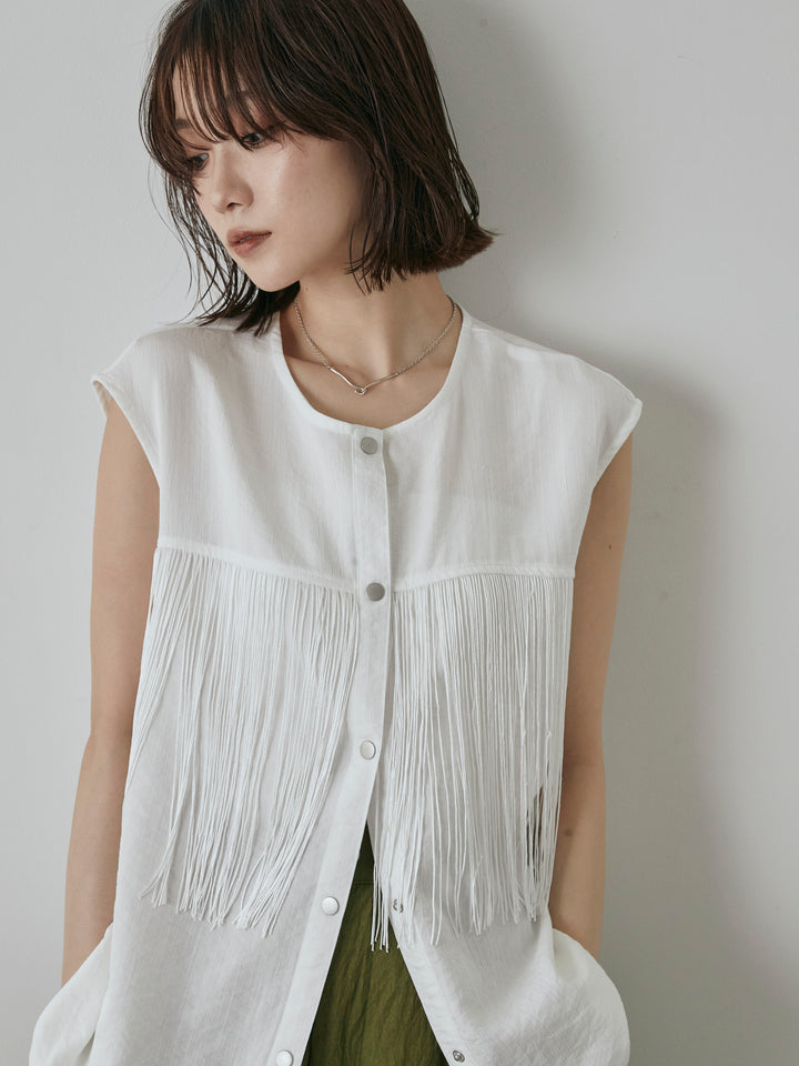 [予約]フリンジノースリブラウス/オフ