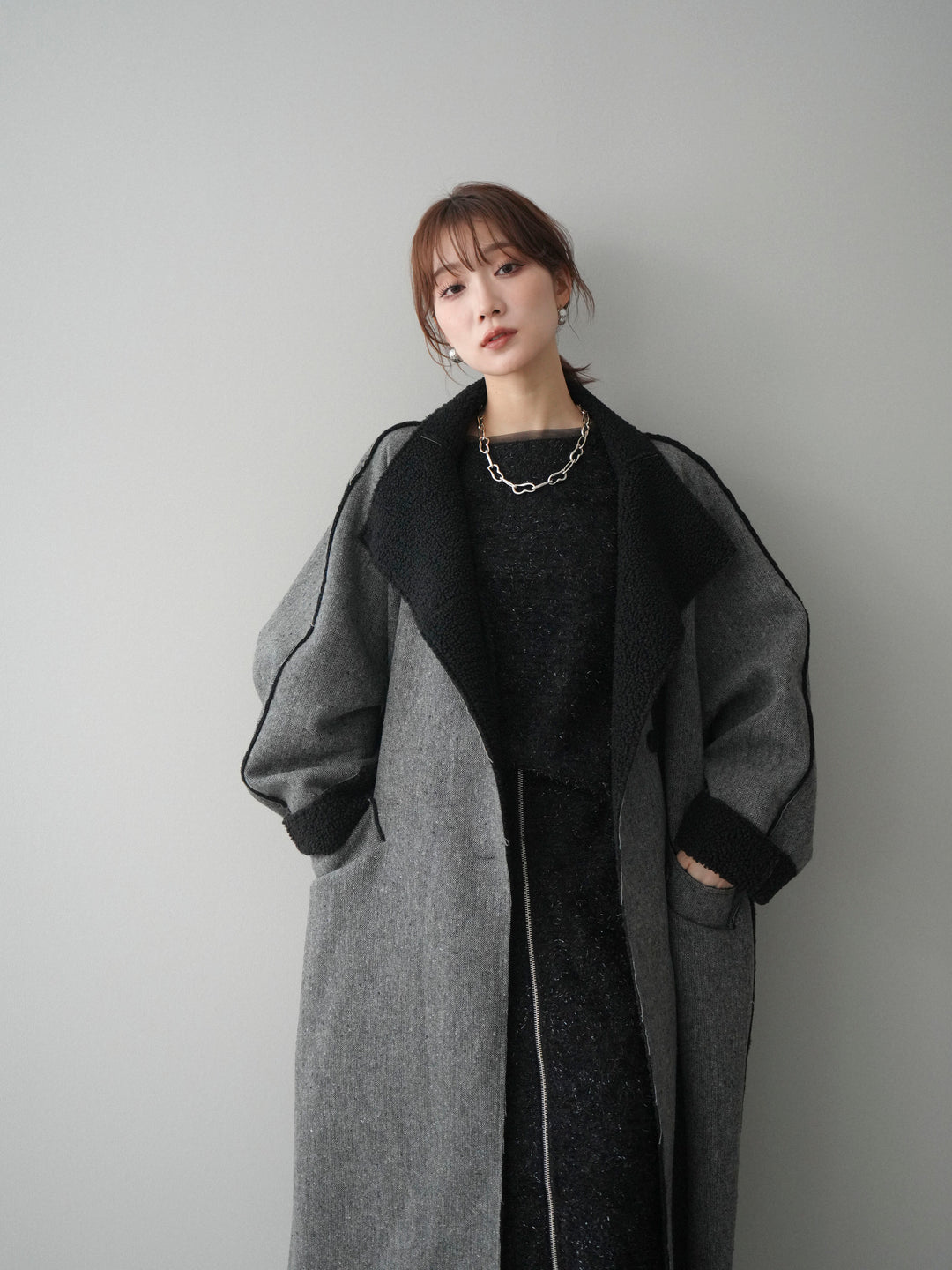 [予約]アウトシーム裏ボアコート/gray