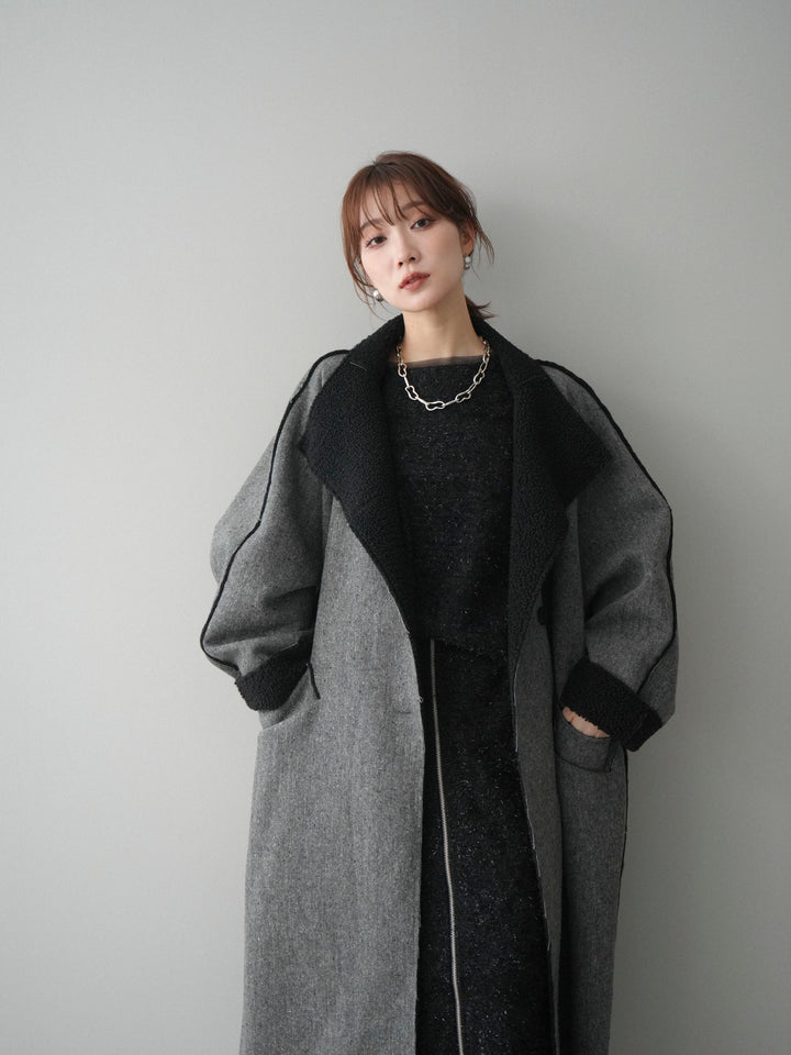 [予約]アウトシーム裏ボアコート/gray