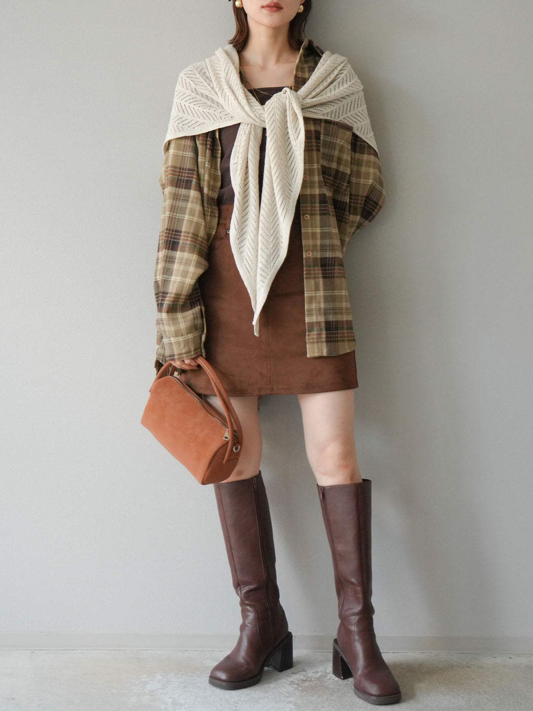 [予約]スエードペチパンツ付ミニスカート/ブラウン