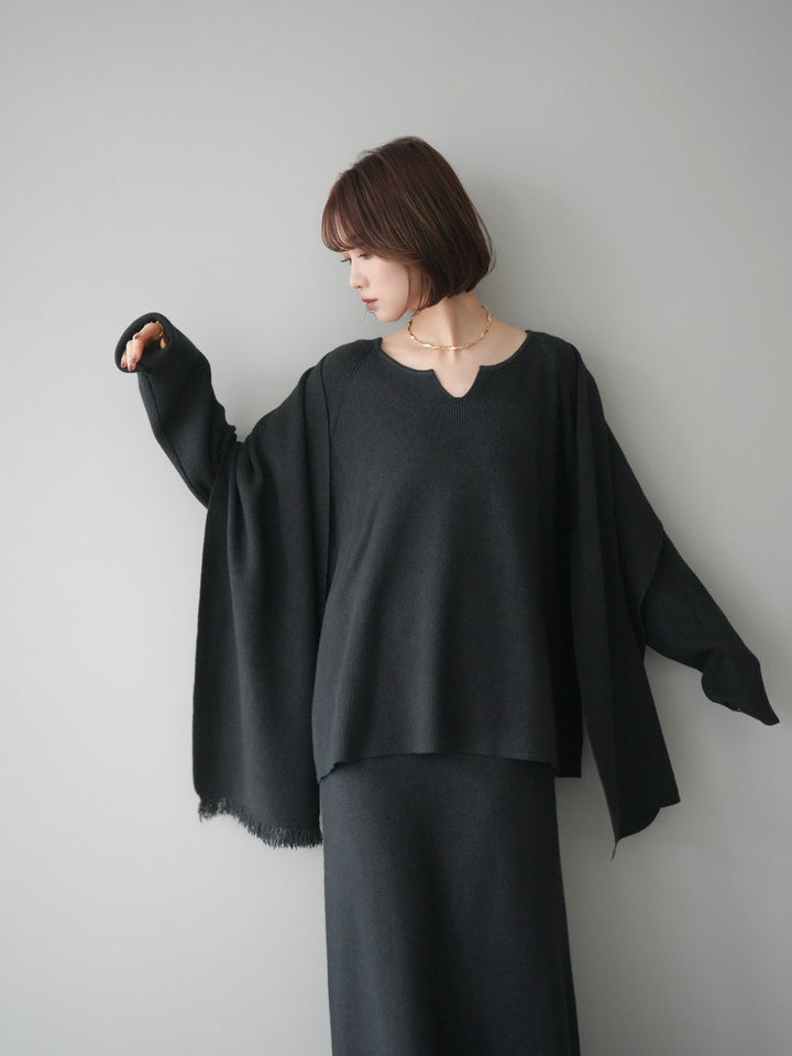 [SET]ストール付キーネックニットSET UP