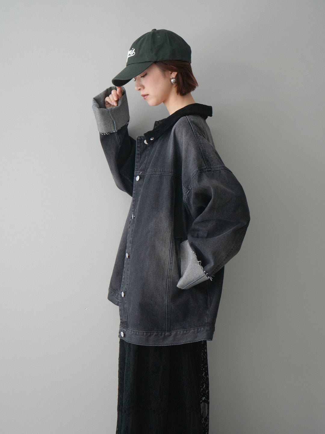 [予約]コーデュロイ×デニムミドルジャケット/gray